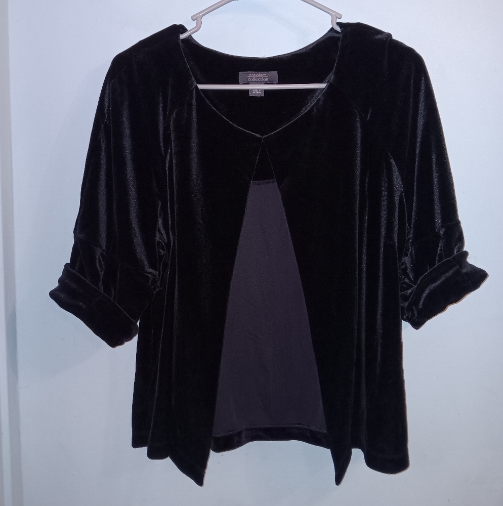 Dressbarn Collection XL Black Velvet Cardigan Vintage